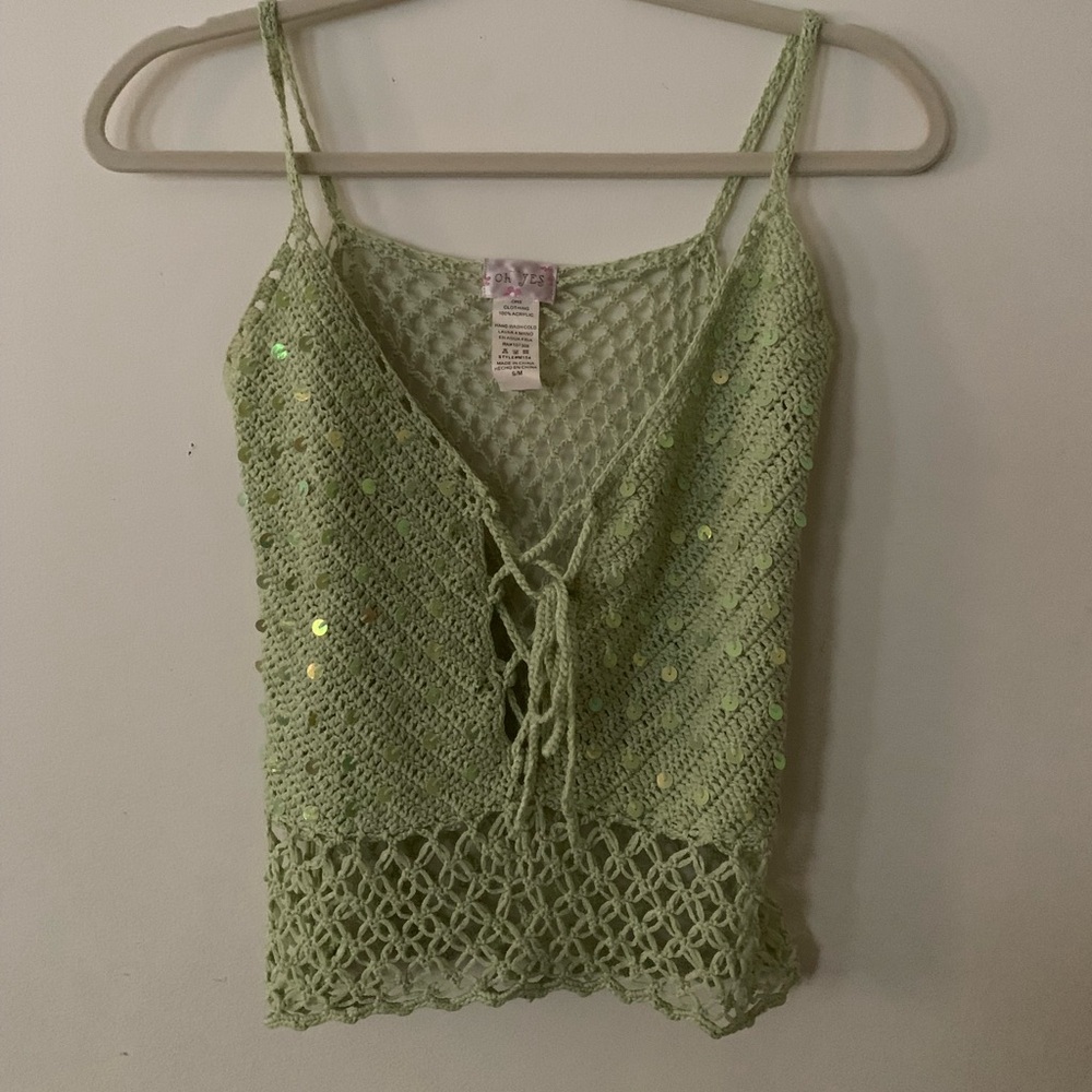 Green sequin tank